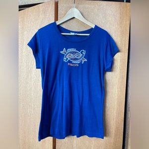 Vintage Womens Tee (Size 3X) Navy Pisces Fish Embroidery (Lady T-Jon’s)